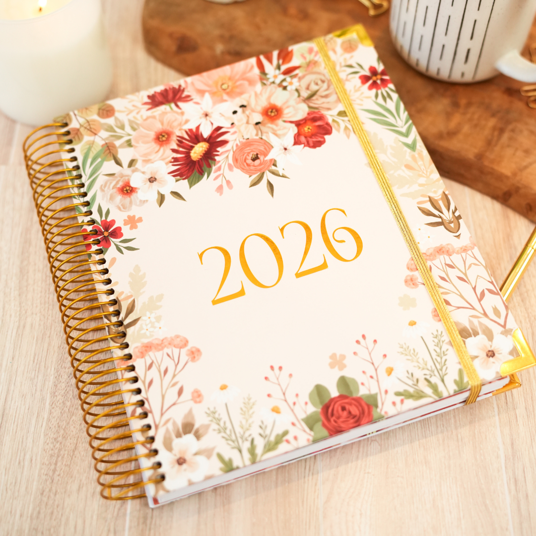 Atomic Mindset Budget Planner front cover with gold coil and hardcover